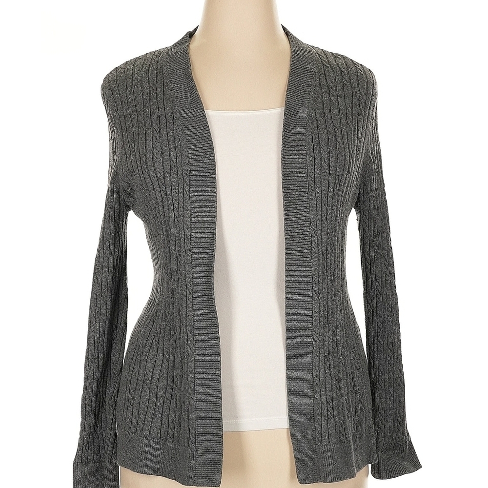 Talbots Charcoal Cable Knit Women's Cardigan